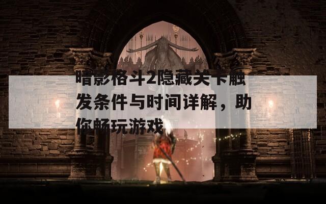 暗影格斗2隐藏关卡触发条件与时间详解，助你畅玩游戏