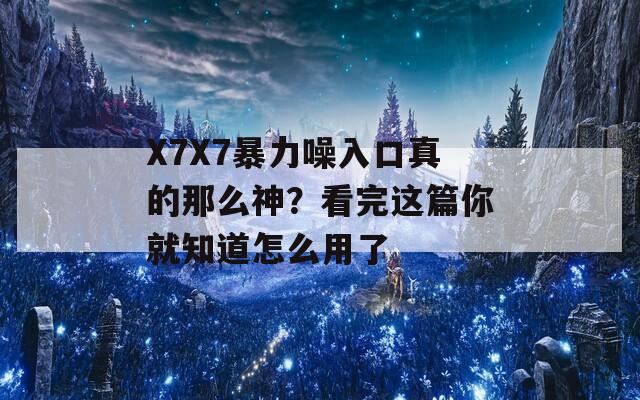 X7X7暴力噪入口真的那么神？看完这篇你就知道怎么用了