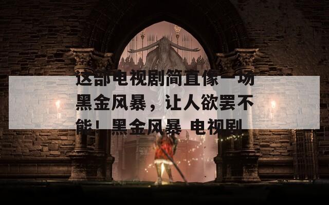 这部电视剧简直像一场黑金风暴，让人欲罢不能！黑金风暴 电视剧