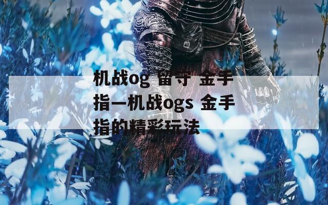 机战og 留守 金手指—机战ogs 金手指的精彩玩法