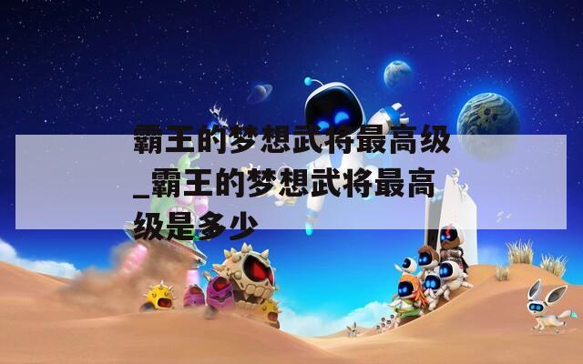 霸王的梦想武将最高级_霸王的梦想武将最高级是多少