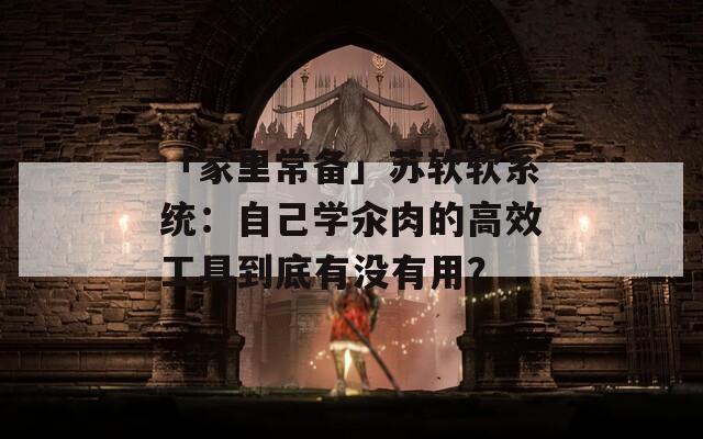「家里常备」苏软软系统：自己学汆肉的高效工具到底有没有用？  第1张