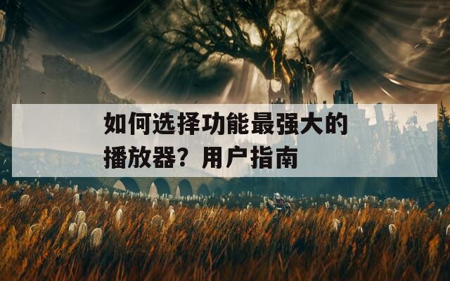 如何选择功能最强大的播放器？用户指南  第1张